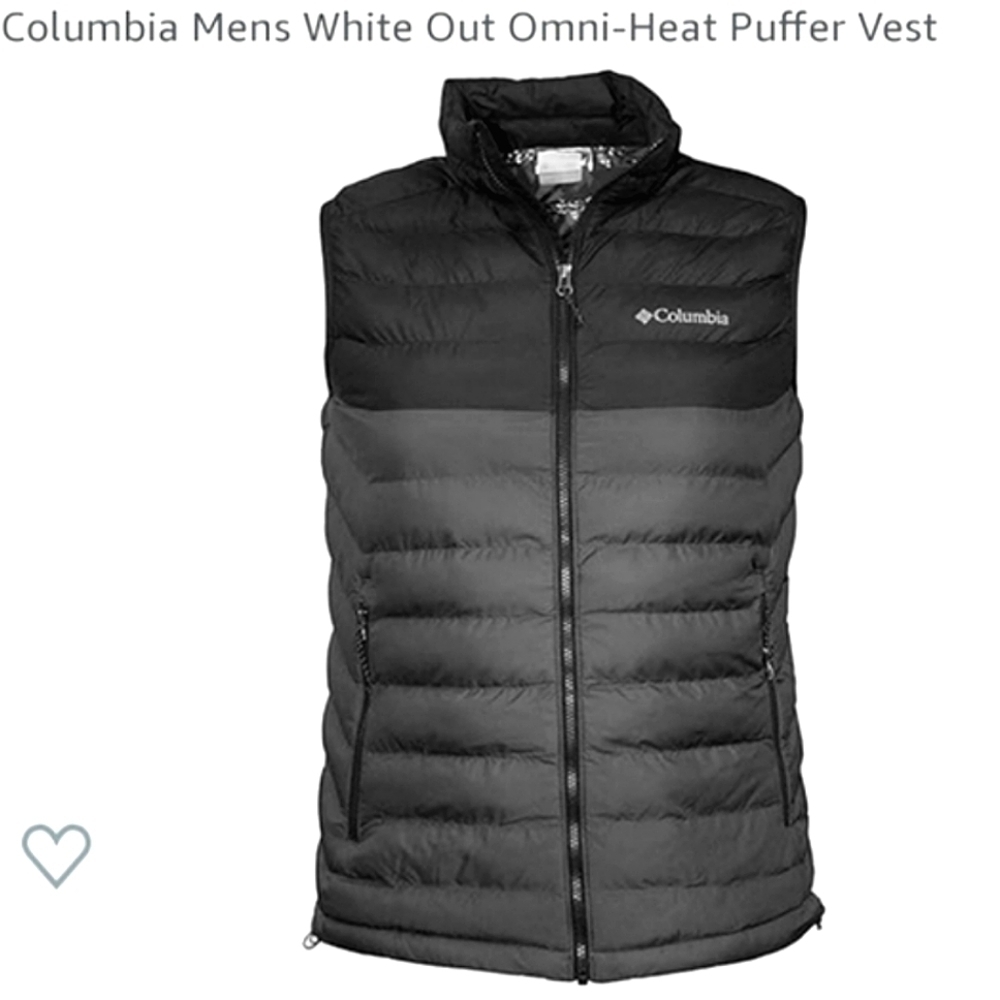Columbia Puffer Vest Omni Heat Insulated Lightweight White Out sz S
